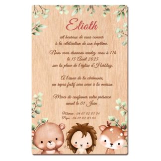 Faire-part en bois - Animaux de la forêt