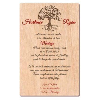 Faire-part en bois - L'arbre de vie