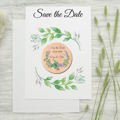 Save the date en bois - magnet en bois - modèle 10 -Succulente