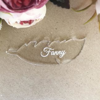 Porte-nom en plexiglass - Forme plume