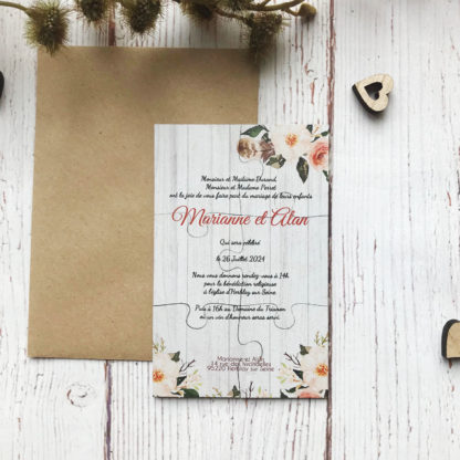 Faire-part puzzle - Bohême chic
