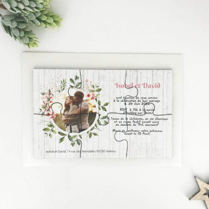 Faire-part puzzle mariage - Douceur romantique – Image 3