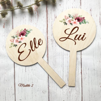 Jeu de mariage, pancarte en bois elle/lui (modèle2)
