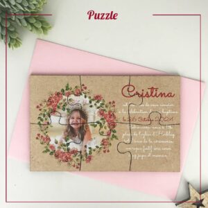 Faire-part de baptême puzzle