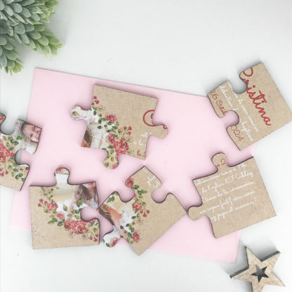 Faire part puzzle baptême - Couronne florale – Image 2