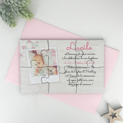 Faire-part puzzle baptême - Petite douceur – Image 3