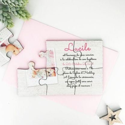Faire-part puzzle baptême - Petite douceur