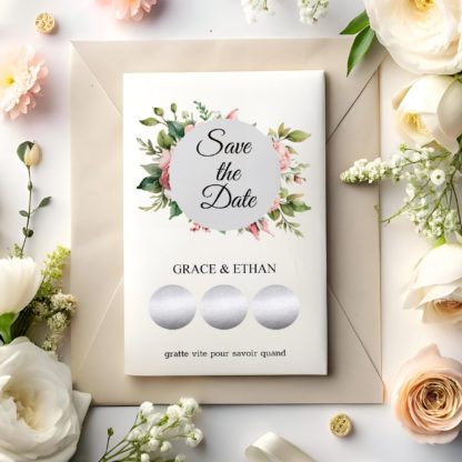 Save the date – Faire part à gratter – Esprit floral