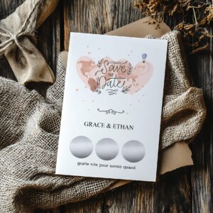 Save the date – Faire part à gratter – Voyage autour du monde