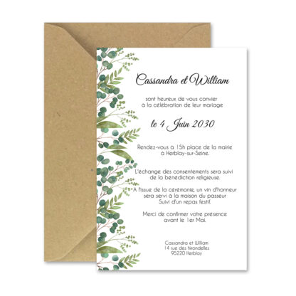 Faire-part magnet - Branche végétale et eucalyptus