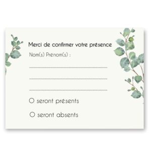 Carte RSVP - Branche d'eucalyptus