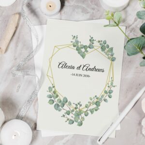 faire part de mariage avec branche d'eucalyptus
