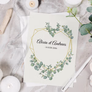 faire part de mariage avec branche d'eucalyptus