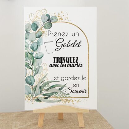 Pancarte "prends un gobelet" - Pancarte en carton rigide