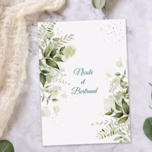faire-part-de mariage avec branches vertes