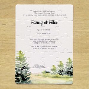 Faire-part puzzle – Les sapins