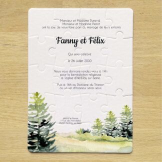 Faire-part puzzle – Les sapins
