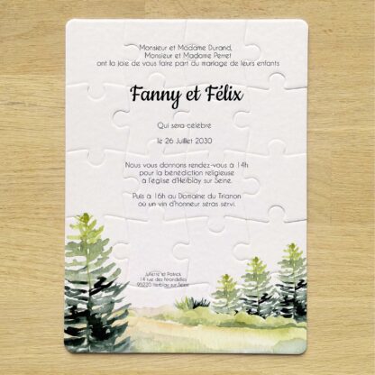 Faire-part puzzle – Les sapins