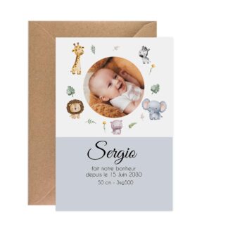 Faire-part de naissance magnet - Safari