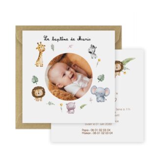 Faire-part de baptême - Safari