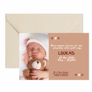 Faire-part de naissance magnet - Petit coeur