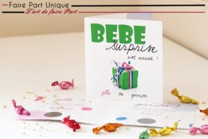 Faire part à gratter ( ouvrant ) mystère fille ou garçon