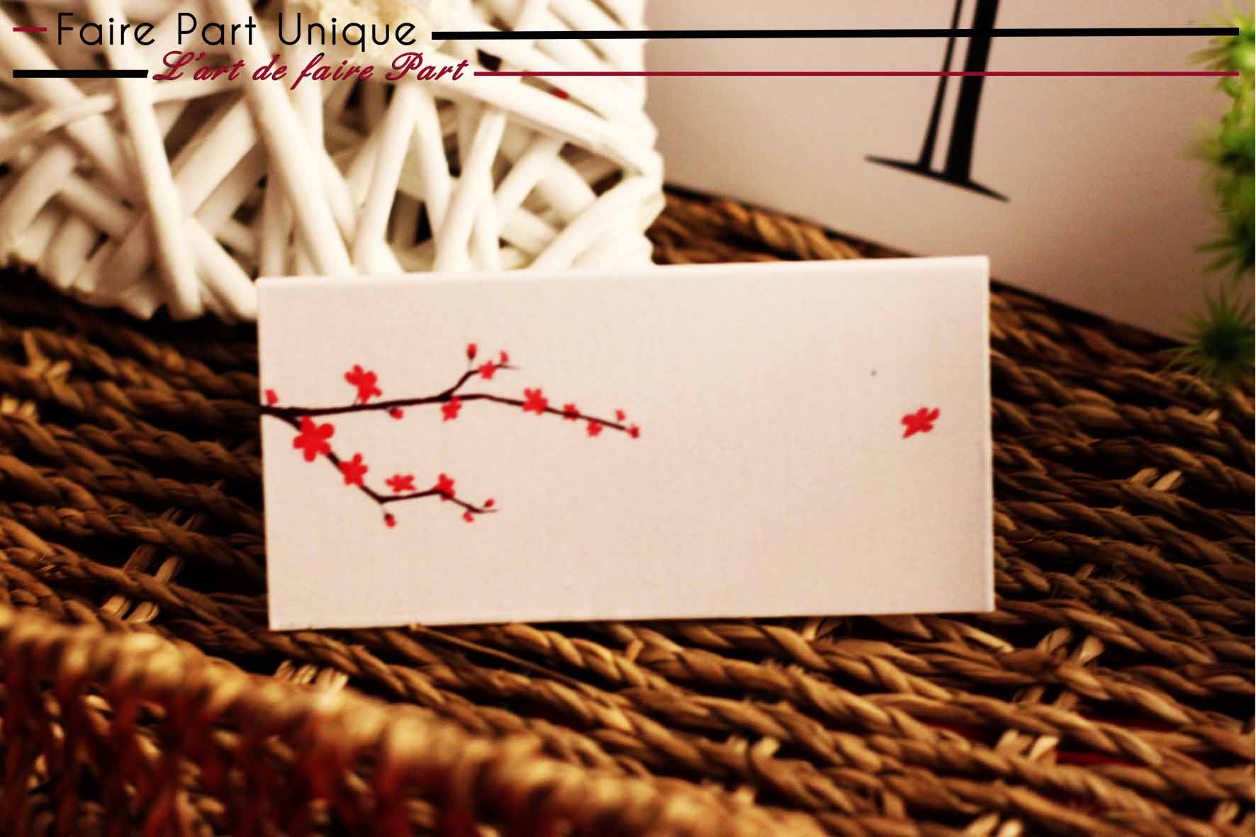 Faire Part Japonnais Avec Noeud Rose Fleur De Cerisier