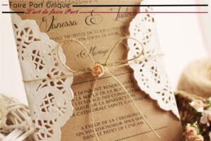 Echantillon faire part kraft/napperon dentelle