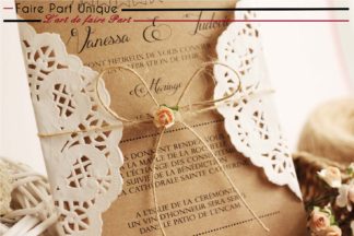 Echantillon faire part kraft/napperon dentelle