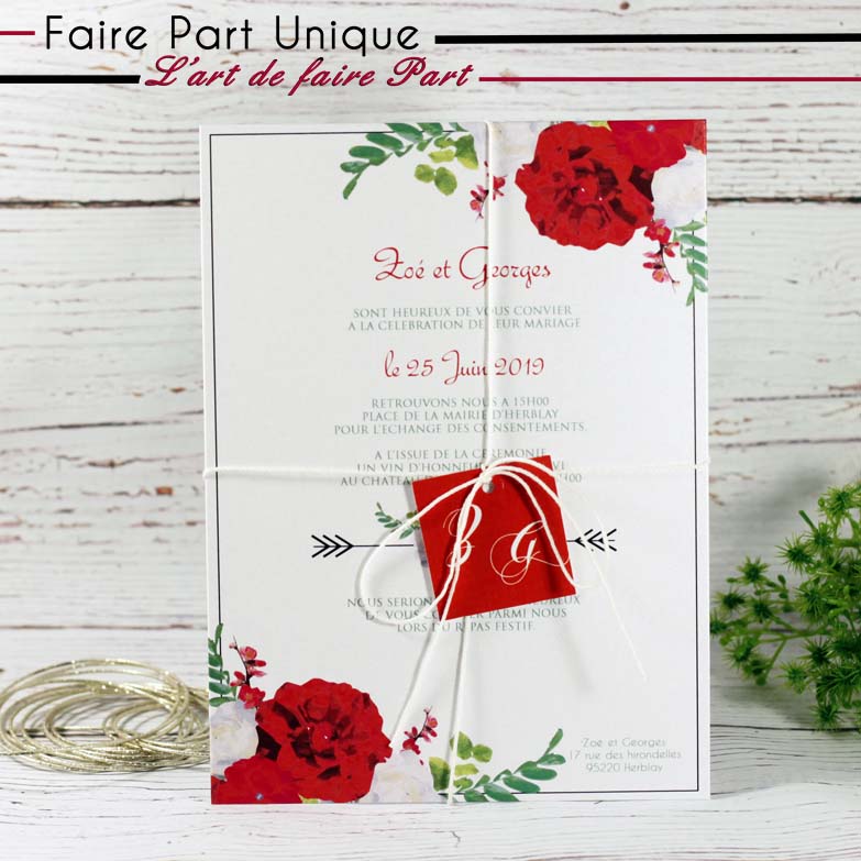 Faire part mariage pancarte champêtre - Mariage