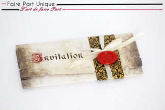 Echantillon faire part parchemin belly band doré