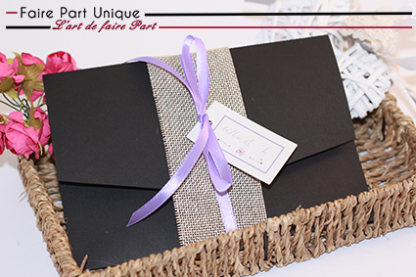 Faire part pochette chic et rustique