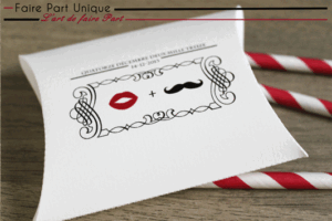 Boite à dragée " Mr Moustache et Mme Bouche"