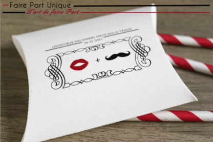 Boite à dragée " Mr Moustache et Mme Bouche"